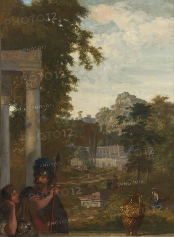 Italian Landscape with two Roman Soldiers, c.1687. Creator: Gerard de Lairesse.