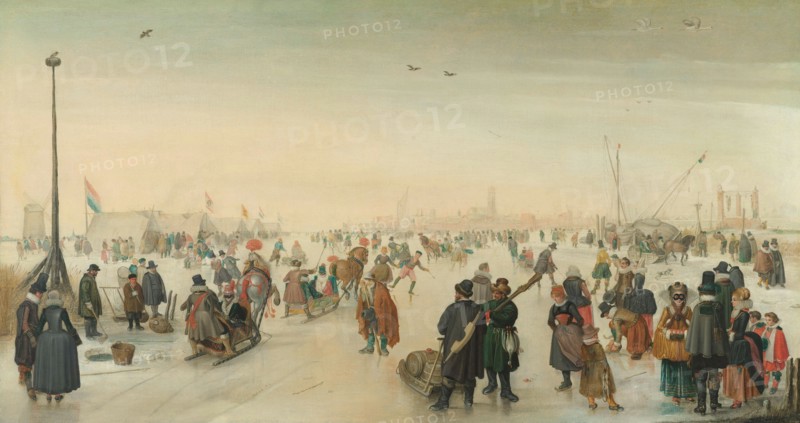 Enjoying the Ice near a Town, c.1620. Creator: Hendrick Avercamp.