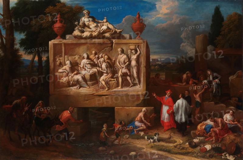 Fantasy landscape with St Charles Borromeo, c.1700-c.1720. Creator: Henry Ferguson.