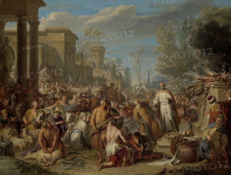 Jeroboam Sacrificing to the Idols, c.1704-c.1744. Creator: Jacques Ignatius de Roore.