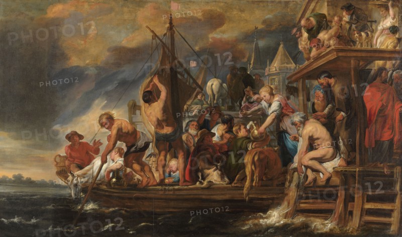 A Ferry Departs as St Peter Finds a Coin in the Mouth of a Fish, c.1621-c.1650. Creator: Workshop of Jacques Jordaens.