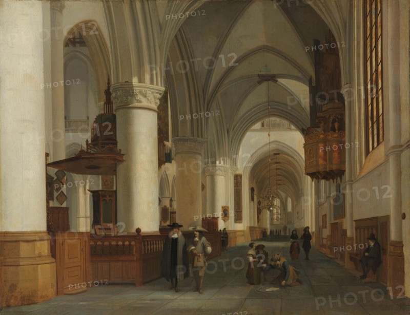 Interior of the Church of St Bavo in Haarlem, 1674. Creator: Job Adriaensz Berckheyde.