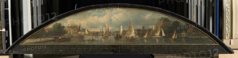 View of the Hoge Sluis (bridge) in Amsterdam, from the Amstel harbour, 1868.  Creator: Johan Adolph Rust.