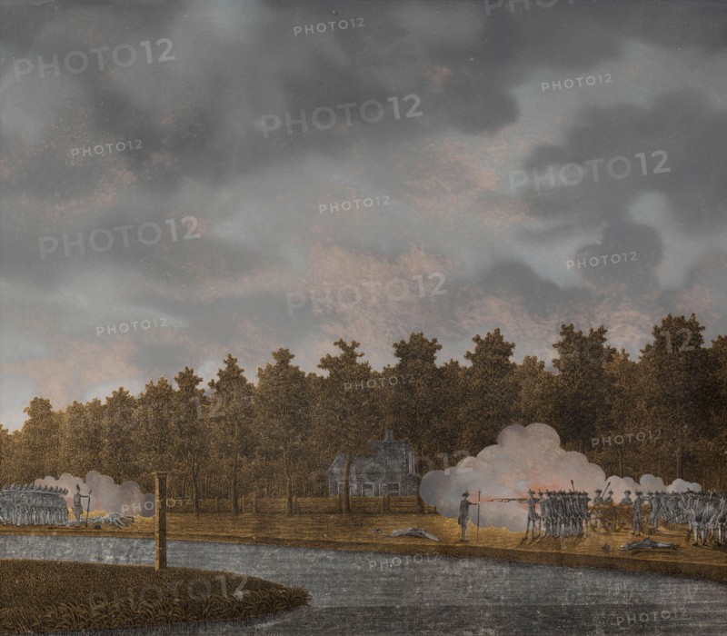 Exchange of Fire on the Vaartse Rijn near Jutphaas, 1787-1788. Creator: Jonas Zeuner.