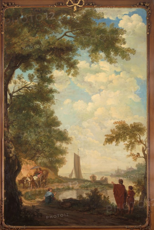 Arcadian landscape with figures by a riverbank, 1771.  Creator: Juriaan Andriessen.