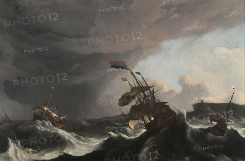 Warships in a Heavy Storm, c.1695. Creator: Ludolf Bakhuizen.