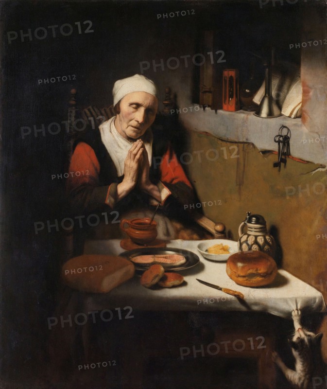 Old Woman Saying Grace, Known as ‘The Prayer without End’, c.1656. Creator: Nicolaes Maes.