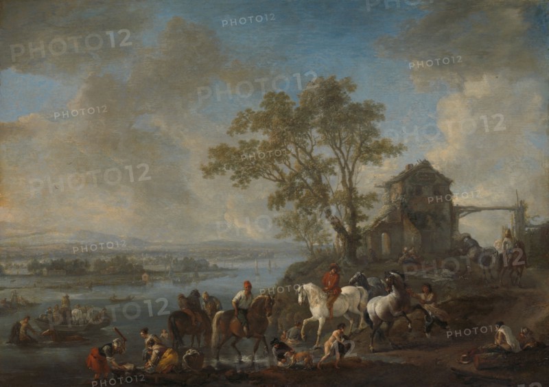 Horsepond on a River, c.1662-1663. Creator: Philips Wouwerman.