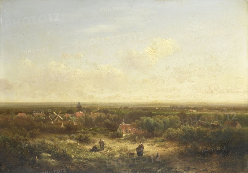 Distant View with a Village, 1840-1900. Creator: Pieter Lodewijk Francisco Kluyver.