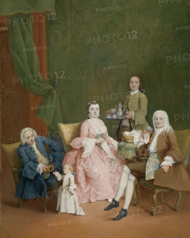 Portrait of a Venetian Family with a Manservant Serving Coffee, c.1752. Creator: Pietro Longhi.