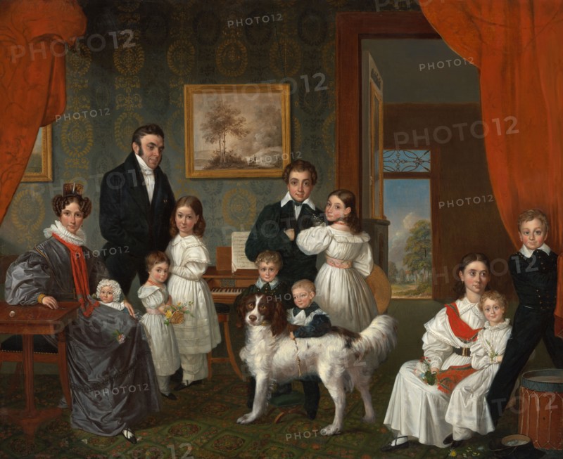 Portrait of the Baud family in their country house in Voorburg, 1831-1832.  Creator: Raden Saleh.