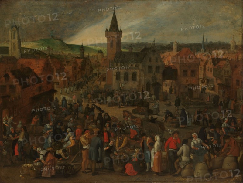 Market Day in a Flemish Town, 1600-1647. Creator: Sebastian Vrancx.