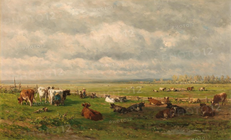 Meadow Landscape with Cattle, c.1880. Creator: Willem Roelofs.