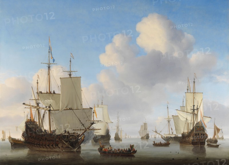 Dutch Ships in a Calm Sea, c.1665. Creator: Willem van de Velde the Younger.