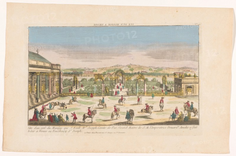 View of a riding school in a suburb of Vienna, 1700-1799.  Creator: Anon.
