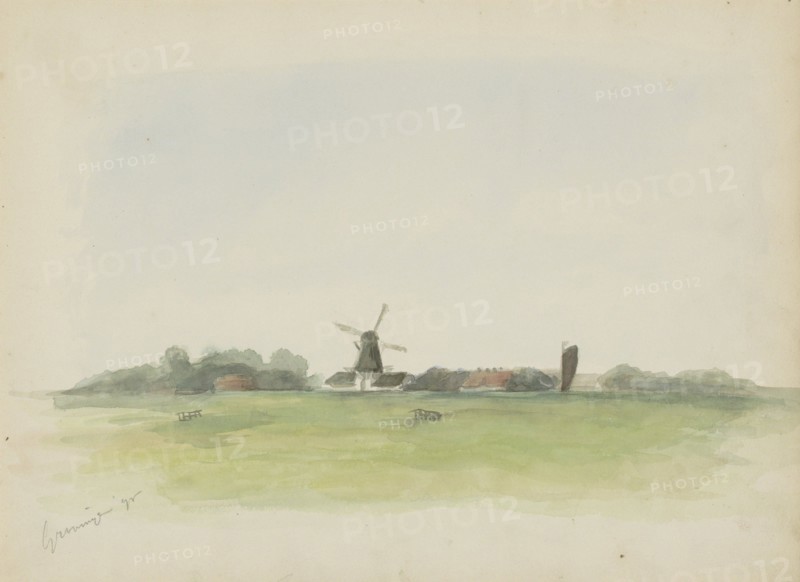 Landscape with windmill near Groningen, 1895. Creator: Christiaan Huidekoper.