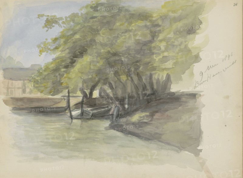 Trees on a waterfront, 1896. Creator: Christiaan Huidekoper.