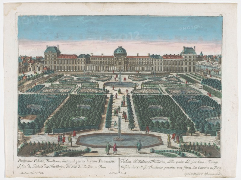 View of the Palais des Tuileries in Paris seen from the Jardin des Tuileries, 1742-1801. Creator: Georg Balthasar Probst.