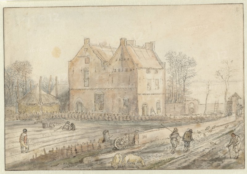 View of a Country House with Sowers in the Field, c.1610-c.1615. Creator: Hendrick Avercamp.