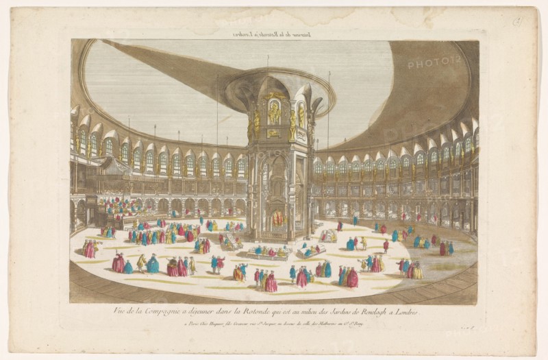 View of the interior of the Rotunda in London's Ranelagh Gardens with a group..., 1735-1805. Creator: Unknown.