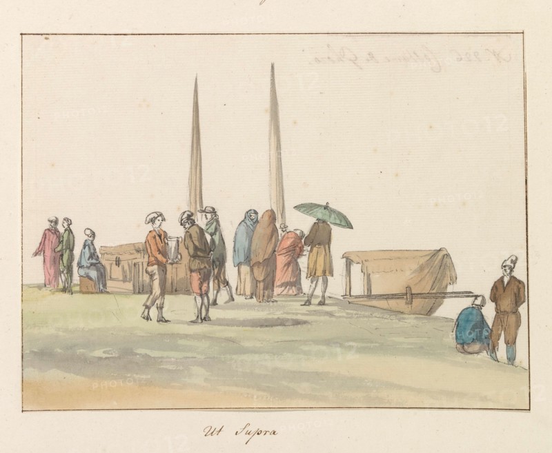 Traditional costumes of the island of Gozo, 1778. Creator: Louis Ducros.