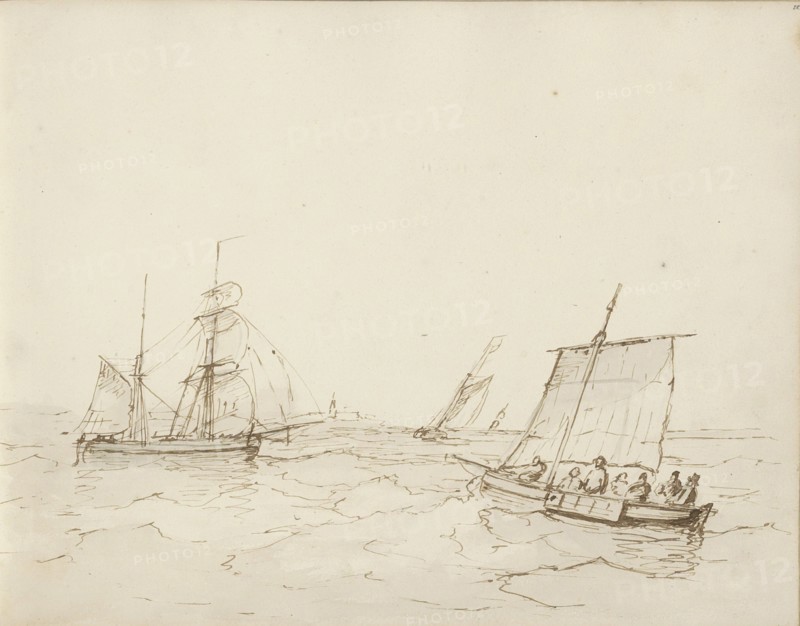 Sailing ships at sea, c.1825-c.1875. Creator: Circle of Petrus Johannes Schotel.