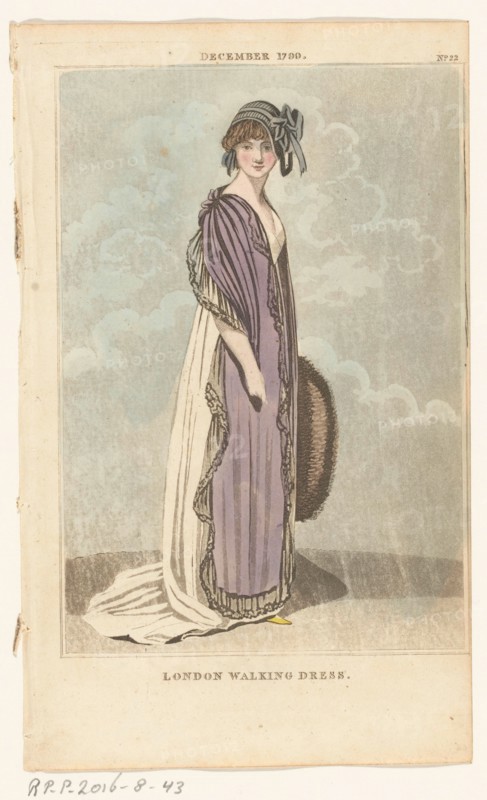 Magazine of Female Fashions of London and Paris, No.22, December 1799. London Walking Dress, 1799. Creator: Unknown.