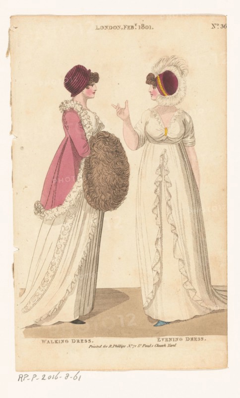 Magazine of Female Fashions of London and Paris. No. 36. London Feb., 1801: Walking Dress..., 1801. Creator: Unknown.