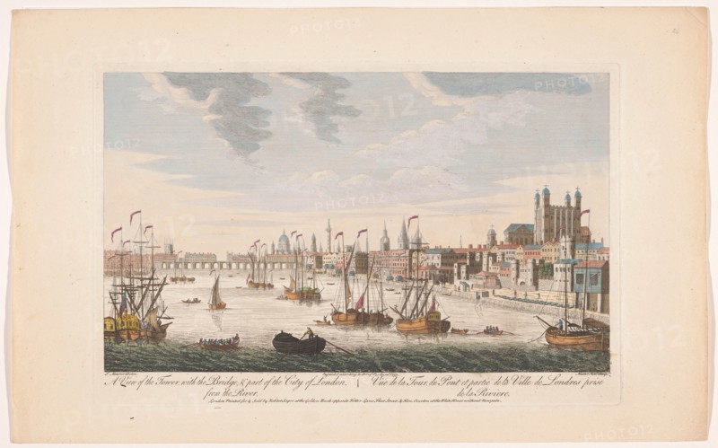 View of the city of London seen from the River Thames, 1753. Creator: Johann Michael Muller.
