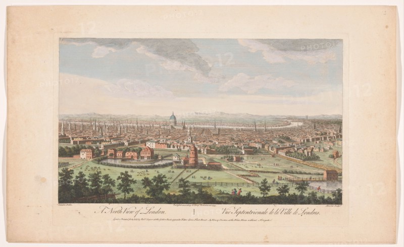 View of the city of London seen from the north side, 1753. Creator: Stevens.