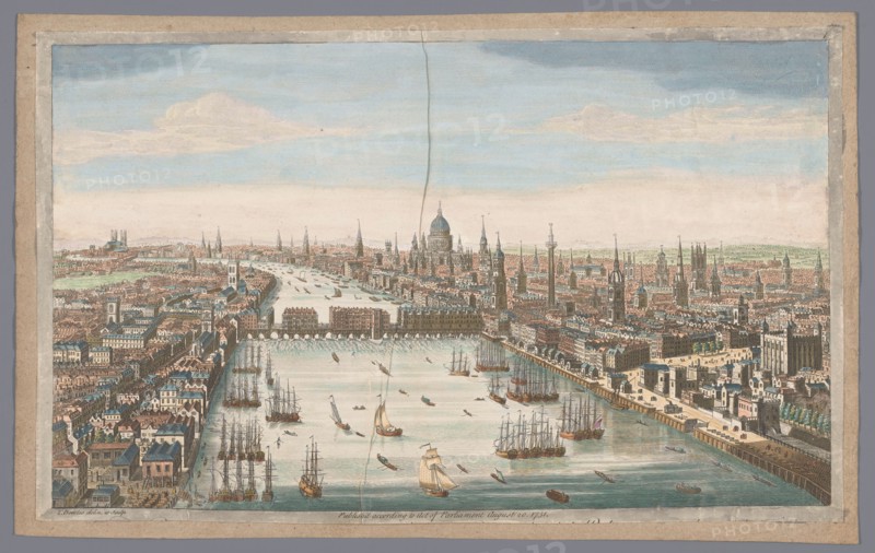 A general view of the city of London, next the river Thames', 1751. Creator: Thomas Bowles.