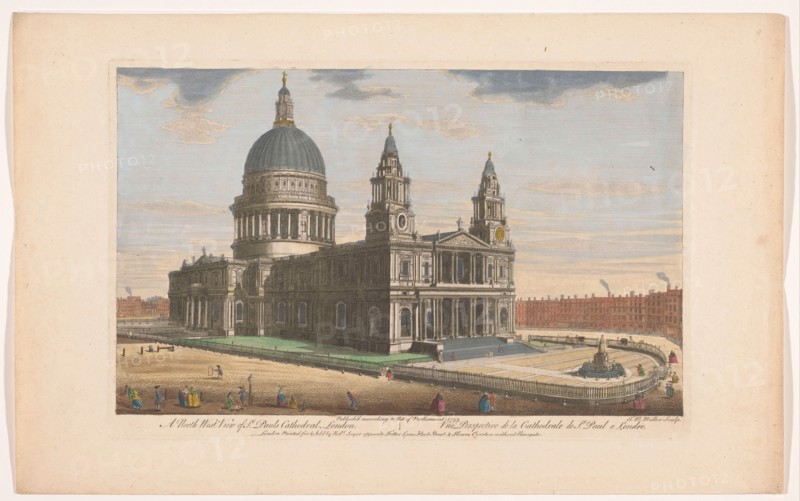 View of Saint Paul's Cathedral in London seen from the northwest side, 1753. Creator: Johann Michael Muller.