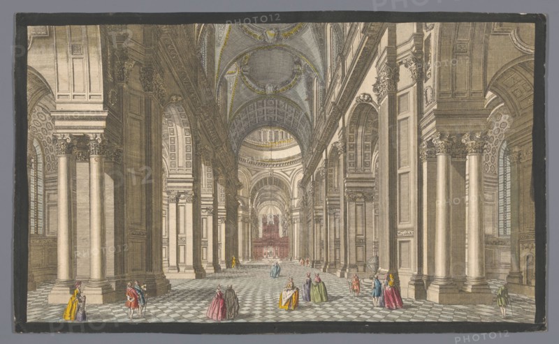 View of the interior of Saint Paul's Cathedral in London, 1753. Creator: Johann Michael Muller.