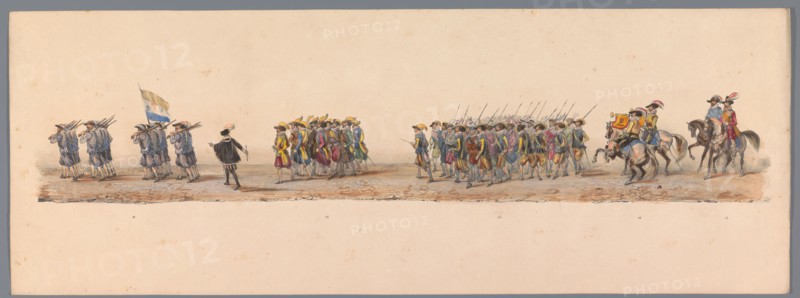 Historical parade at the second centenary of the Utrecht University, 1836 (plate 4), 1837. Creator: Victor Adam.