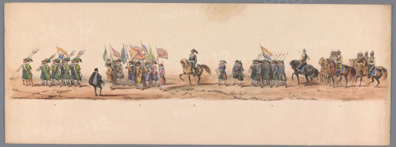 Historical parade at the second centenary of the Utrecht University, 1836 (plate 9), 1837. Creator: Victor Adam.