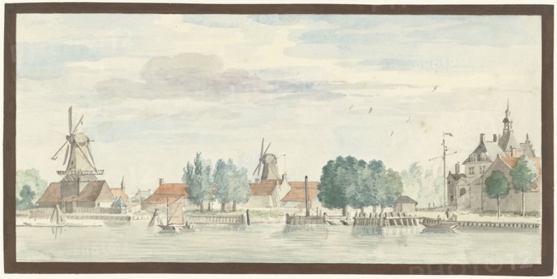 View of Dordrecht with the Rietdijkspoort and Windmills, 1744. Creator: Aert Schouman.