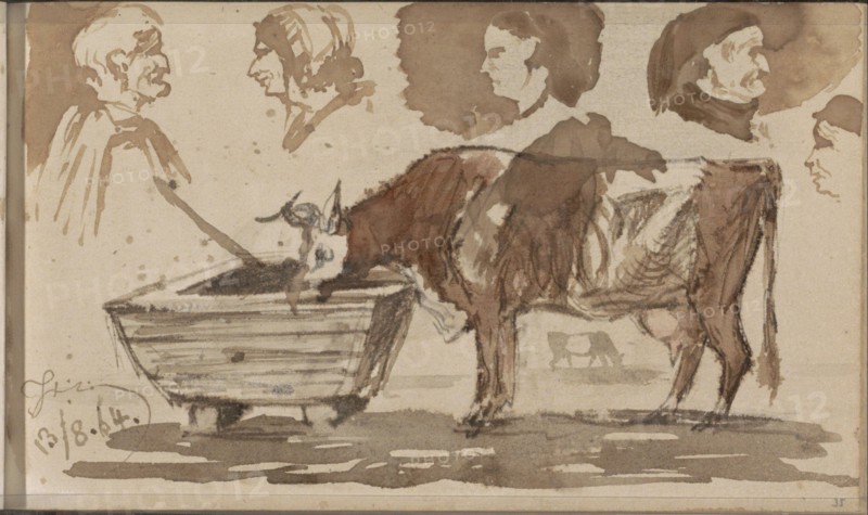 Cow at a trough, 1864. Creator: Johannes Tavenraat.