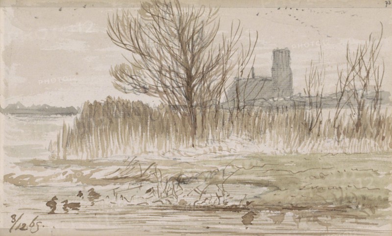 View of Kralingen on the water, 1865. Creator: Johannes Tavenraat.