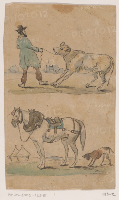Calf and horse, 1849. Creator: Johannes Tavenraat.
