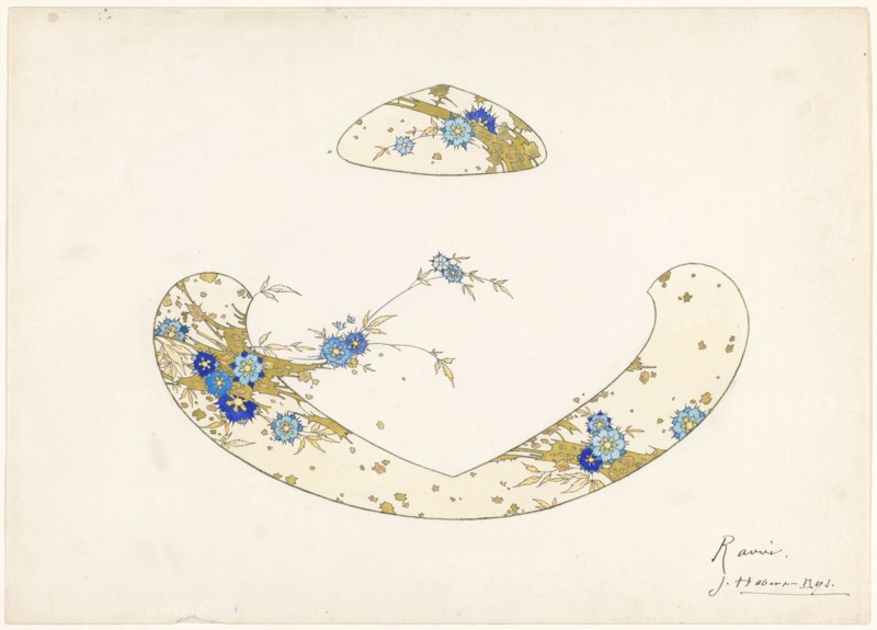 Design for an hors d'ouvre dish, part of a porcelain service for Pillivuyt, c.1889. Creator: Jules-Auguste Habert-Dys.