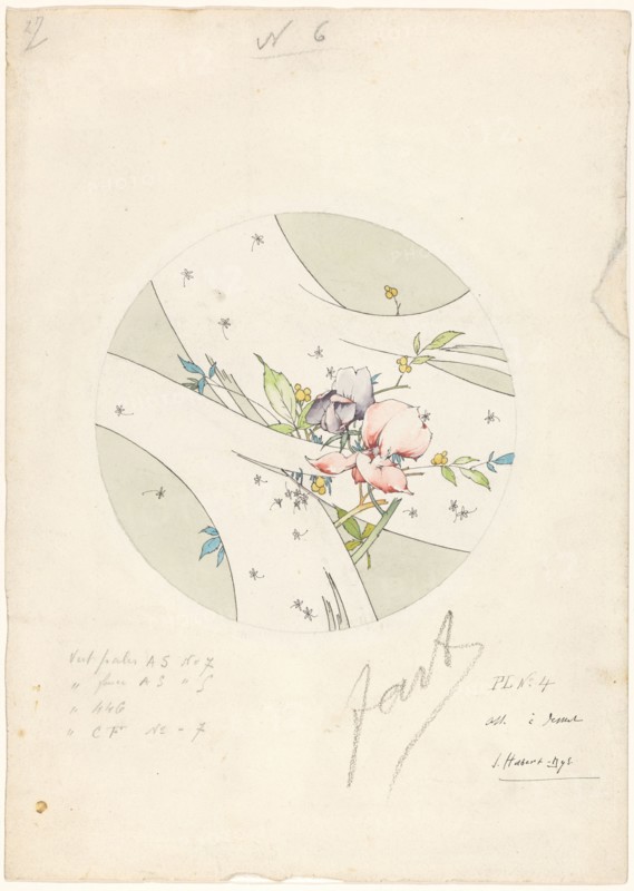 Design for a dessert plate, part of a porcelain service for Piilivuyt, c.1889-c.1890. Creator: Jules-Auguste Habert-Dys.