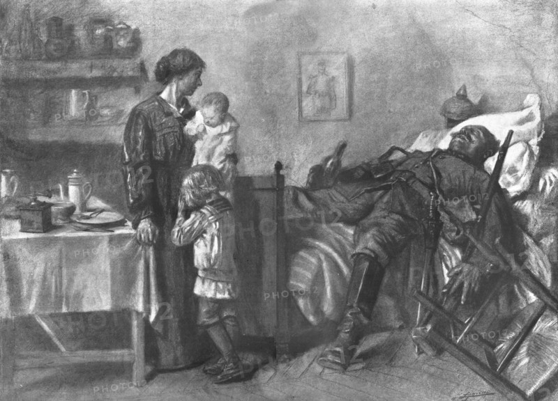 'Le Grossier Envahisseur; L'epreuve de chaque jour de la femme Francaise en pays..., 1914. Creator: Lucien Jonas.