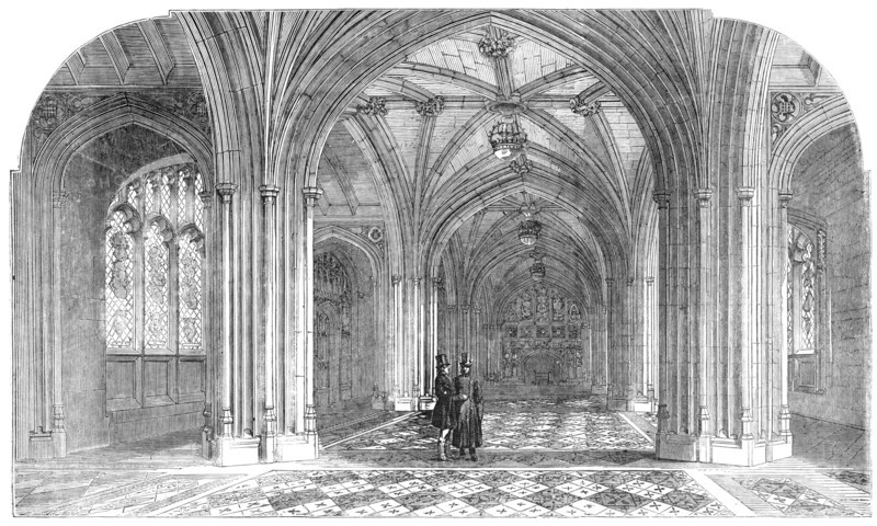 The New Houses of Parliament - the Peers' Private Entrance, 1857. Creator: Unknown.