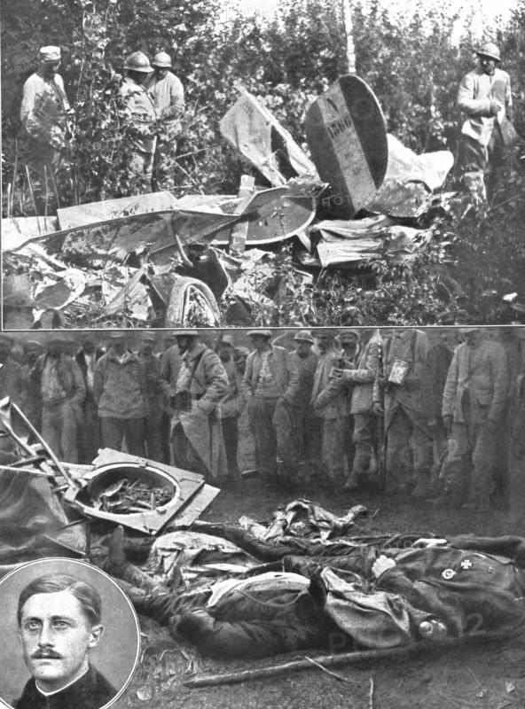 ''Corps a corps en Plein Ciel; Les restes des adversaires, precipites de quatre mille..., 1916. Creator: Unknown.