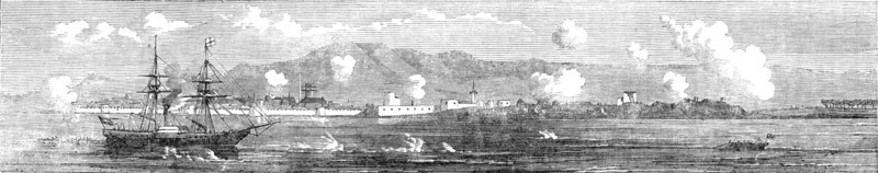 The Persian Expedition - H.E.I.C. "Semiramis", Bushire, Resident's House, Sandbag Batteries, 1857. Creator: Unknown.