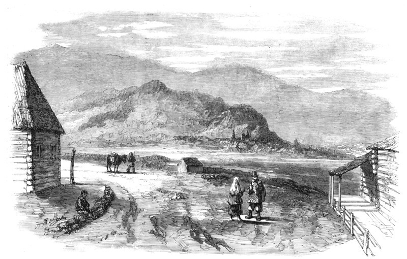 Sketches in Asiatic Russia - Village on the Siberian Side of the Ural Mountains, 1857. Creator: Unknown.