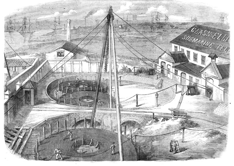The Atlantic Cable, ready for shipment, Morden Wharf, East Greenwich, 1857. Creator: Unknown.