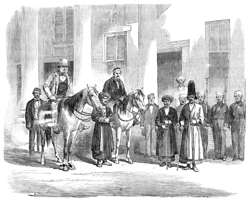 Sketches in the Persian Gulf - Courtyard of the British Residency, Bushire...1857. Creator: Unknown.