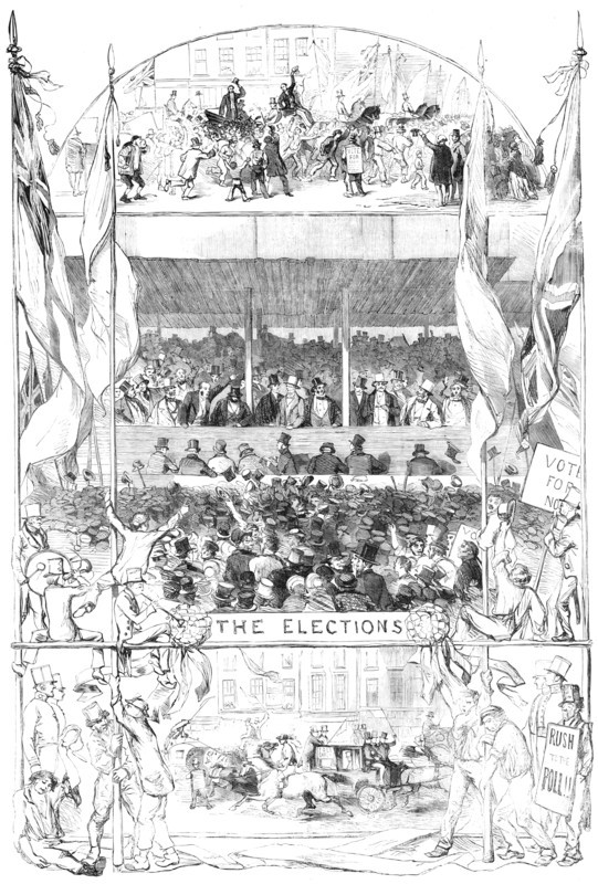 Scenes from the Elections - drawn by George Thomas, 1857. Creator: Unknown.