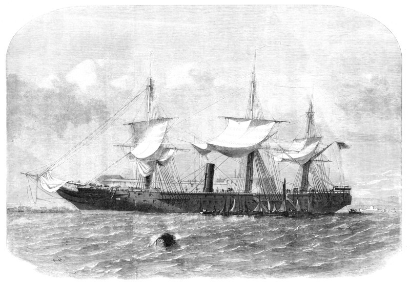 Her Majesty's Troop-Ship "Transit", refitting and receiving stores for China in Portsmouth...1857. Creator: Edwin Weedon.